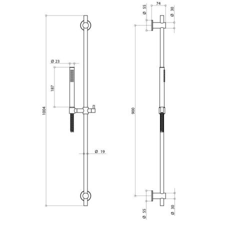 Bongio Time 2020 Настенная душевая стойка с шлангом и ручным душем, цвет нержавеющая сталь, артикул 70870AS00