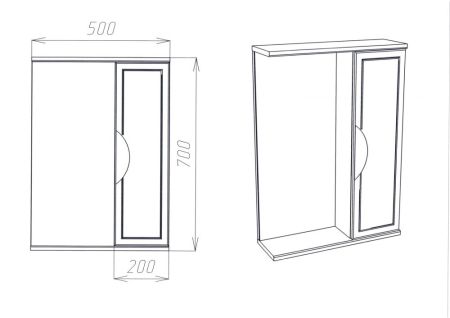 Зеркальный Шкаф VIANT  "Лима" 50 без света 160х500х700 (VLIM50-ZSH), артикул VLIM50-ZSH