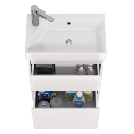 Тумба с раковиной подвесная Dreja Slim 55 см, белый, артикул 99-0400-com