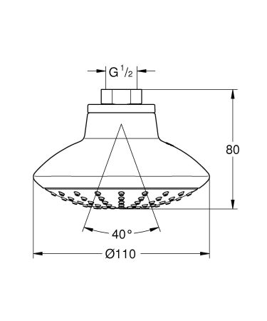 Верхний душ GROHE Euphoria 110 Mono, расход 7,6 л/мин, хром (27810001)