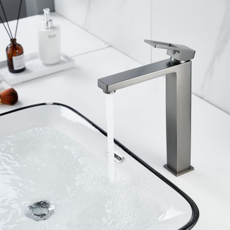 Смеситель для раковины высокий  Raffine F1196T, оружейная сталь, артикул F1196T