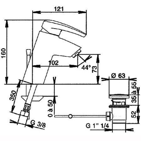 Смеситель для раковины Jacob Delafon Panache E72240-CP Хром Смеситель для раковины Jacob Delafon Panache E72240-CP Хром
