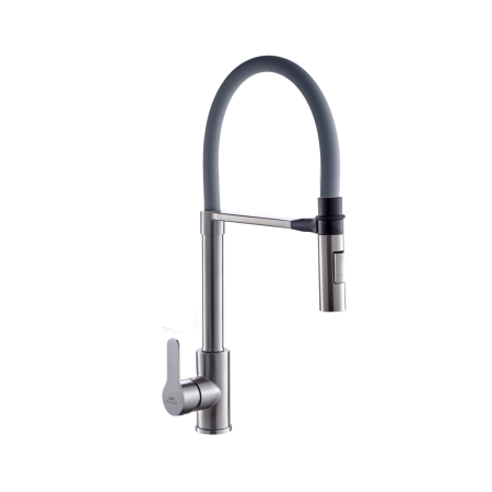 Смеситель для кухни с гибким изливом FASHUN A54511-12, сатин/серый, артикул A54511-12