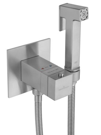 Смеситель с гигиеническим душем и термостатом встраиваемый WONZON & WOGHAND, Брашированный никель (WW-88829910-BN), артикул WW-88829910-BN