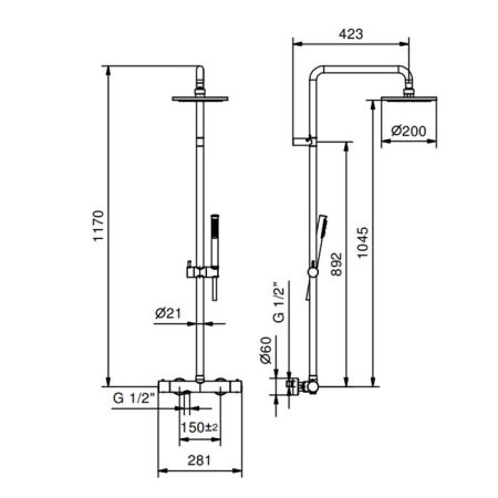 Fantini NOSTROMO Штанга для душа с внешней частью смесителя , цвет: хром, артикул 86 02 8129