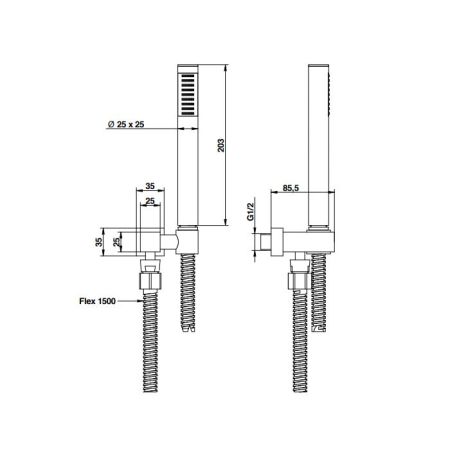 Bongio  Душевой набор вывод, шланг и ручной душ, цвет золото, артикул 00834OR00