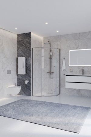 PLANE-P-1-100-C-IN Душевой уголок, отделка Сатин, артикул PLANE-P-1-100-C-IN