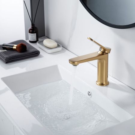 Смеситель для раковины Shevanik S4301G, золотой сатин, артикул S4301G