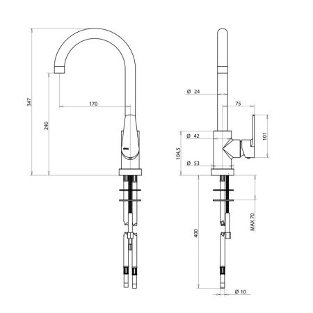 Bongio Cucina Смеситель для мойки, цвет хром, артикул 07580CRPR
