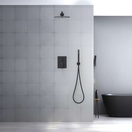 Set 3 в 1 душевой комплект AQUATEK, матовый черный AQ1272MB ОБЕРОН, артикул AQ1272MB