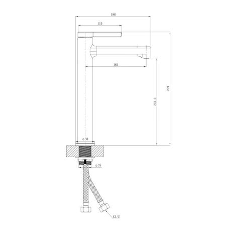 Смеситель для раковины высокий Esko SC25GM, оружейная сталь