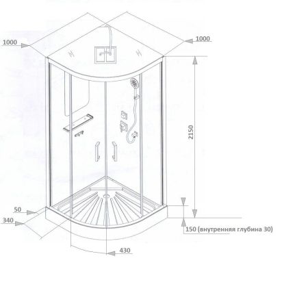 Кабина VIVA101 душевая Cerutti SPA (100x100x215)