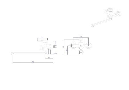 Смеситель для ванны RUSH Melos с длинным поворотным изливом (SUS1101-51), артикул SUS1101-51