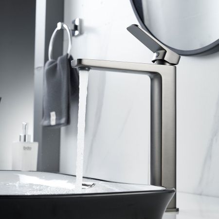 Смеситель для раковины высокий  Raffine F1199T, оружейная сталь