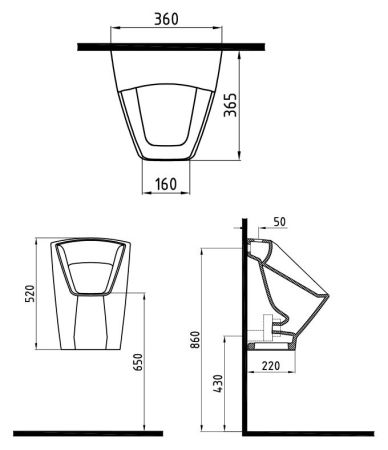 Писсуар Bien Neptun NPPS05201VS с подводом воды сверху
