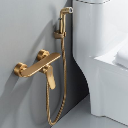 Гигиенический душ со смесителем Shevanik S4705G-1, золотой сатин