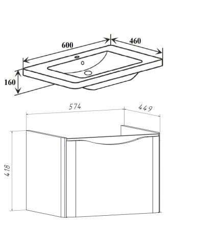 Тумба Runo Тоскана 60 белая под умывальник 00-00001390 (Никсон 60) (00-00001412), артикул 00-00001412