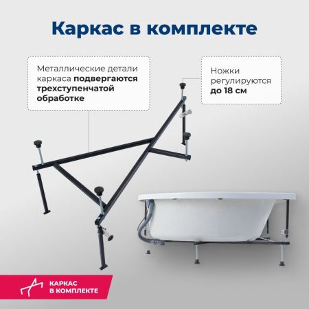 Акриловая ванна Aquanet Mia 140x80 R (с каркасом), артикул 00246887