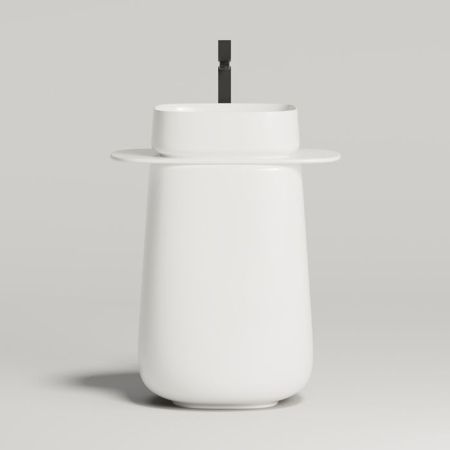 Salini ORIENTE TOTEM Раковина напольная, 700х490х900 мм, S-Sense, матовый, декор.накладка на слив, выпуск, сифон, белая, артикул 1303101M
