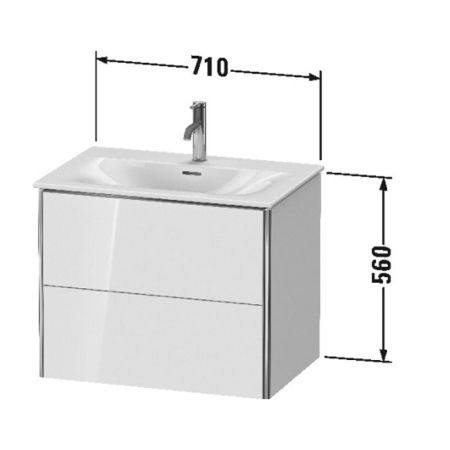 Duravit XSquare Тумба подвесная под раковину # 234473, 2 яшика, 560x710x478мм, цвет White High Gloss, артикул XS432302222