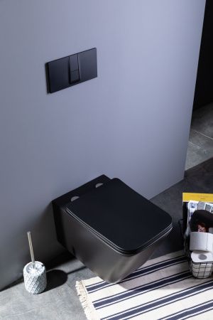 Унитаз подвесной Aquanet Rimless Tavr-W BL-103N-WHT black черный матовый