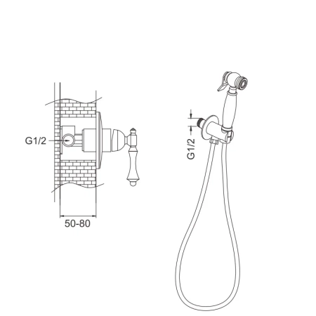 Гигиенический душ со смесителем Rose R0105, хром