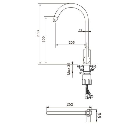 Смеситель для кухни WesnaArt EKO EKO05-110, сатин, артикул EKO05-110