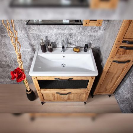 Комплект мебели для ванной Бриклаер ЛОФТ 80, метрополитен грей, артикул ЛОФТ 80