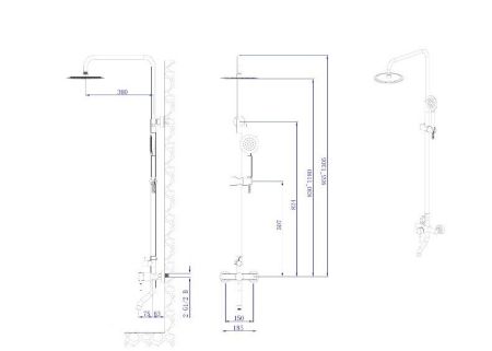 Душевая система с изливом RUSH Melos (SUS1101-40), артикул SUS1101-40