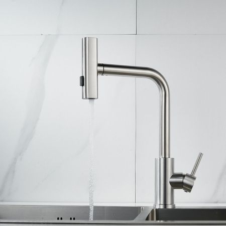 Смеситель для кухни с мультифункциональным изливом Raffine F203L, сатин