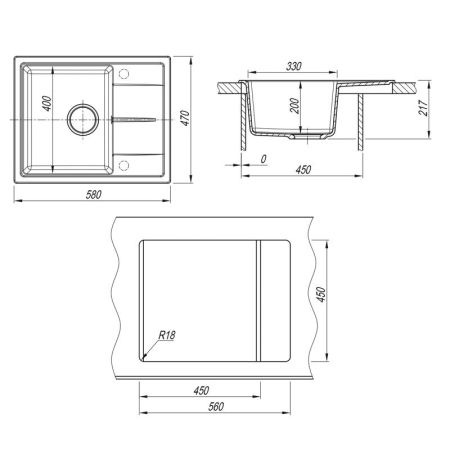 Кухонная мойка Dr. Gans НИКА 25.070.B0580.407, черный, артикул 25.070.B0580.407