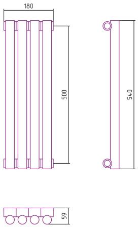 Отопительный радиатор ЭСТЕТ-1 н/ж 500х180 / 4 сек (ЗОЛОТО)