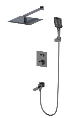 Душевая система с термостатом встраиваемая WONZON & WOGHAND, Темный графит (WW-88929003-BGM), артикул WW-88929003-BGM