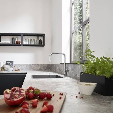 Смеситель для кухни, Hansgrohe, Talis M54, тип открывания воды-однорычажный, тип регулирования воды-керамический картридж, монтаж-на раковину/столешницу, отверстия для монтажа-1, высота, мм-339, вынос излива, мм-216, тип излива-поворотный, стандарт подвод, артикул 72806000