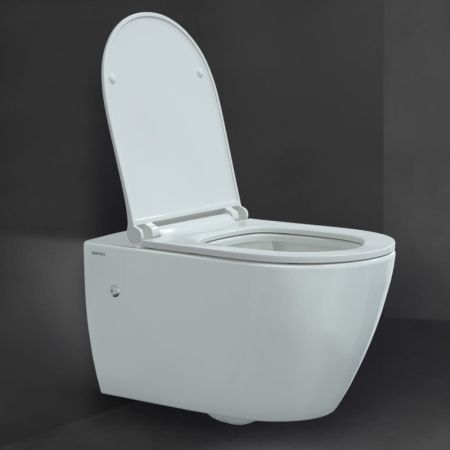 Унитаз BERGES подвесной MASCON  Rimless 57 см, сиденье дюропласт Toma Slim SO, микролифт, быстросьем, артикул 082128