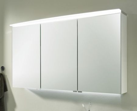 Puris Speed, зеркальный шкаф (3 двери) с LED подсветкой 1200 мм, цвет белый высокоглянцевый