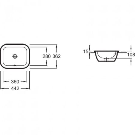 Встраиваемая раковина 44,2 х 36,2 см с переливным отверстием Jacob Delafon EYD102-00, артикул EYD102-00