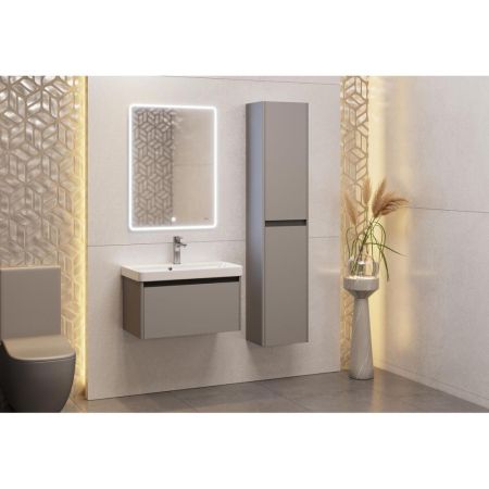 Тумба с раковиной подвесная Dreja Luxury 70 см, серый базальт, артикул 99-2012-com