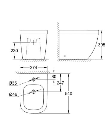 Биде напольное GROHE Euro Ceramic, альпин-белый (39340000), артикул 39340000