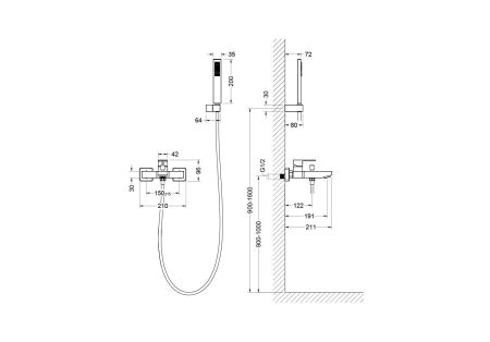 Смеситель для ванны с душевым набором AQUATEK AQ1649CR ЛИБРА, артикул AQ1649CR