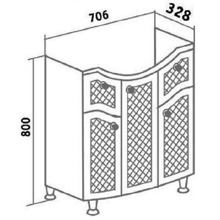Тумба под раковину Runo Милано 75 4620750026530 Белая