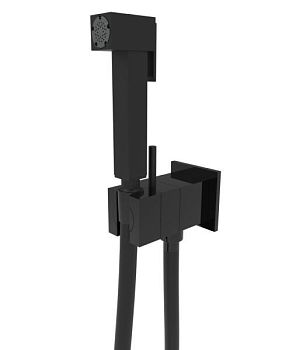 Graffio, комплект квадратного гигиенического душа с прогрессивным картриджем и ограничителем, цвет черный матовый