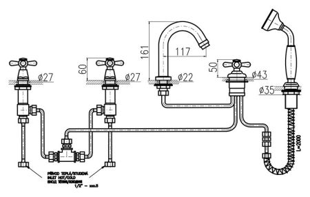Смеситель на борт ванны Rav Slezak Morava MK162.5PZ