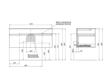 Тумба под раковину De Aqua Эскалада 117 белый, подвесная с ручкой, артикул 186751