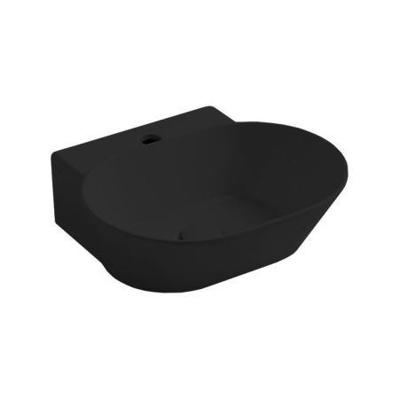 SIMAS WAVE Раковина накладная/подвесная овальная 480х430х165 мм., с 1 отверстием для смесителя, цвет черный  матовый, артикул WA06 nero matt