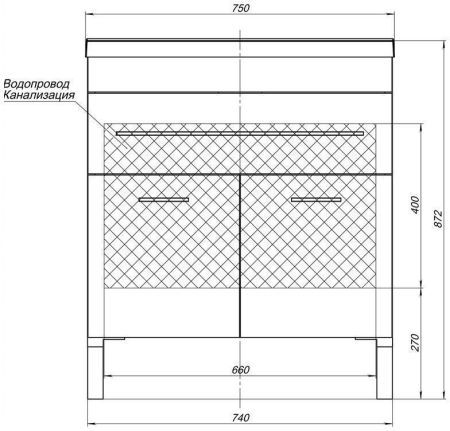 Тумба с раковиной Aquanet Верона 75 белый (напольная 1 ящик 2 дверцы), артикул 00287670