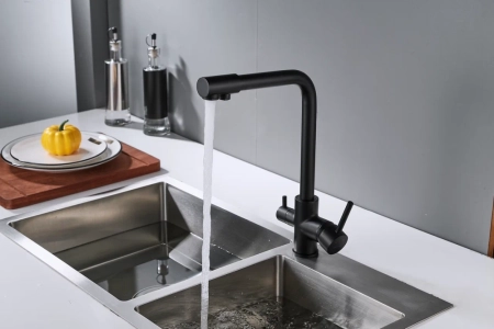 Смеситель для кухни с подключением фильтра Shevanik S328H, черный, артикул S328H