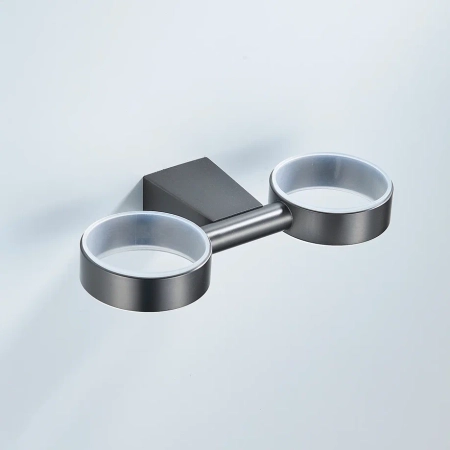 Стакан для ванной комнаты двойной Shevanik SG5722T, оружейная сталь, артикул SG5722T