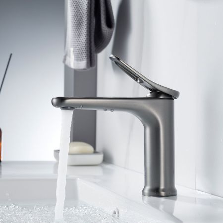 Смеситель для раковины Shevanik S4701T, оружейная сталь