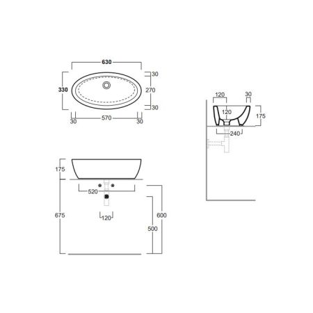 Simas Lft Spazio раковина накладная 63x33см без отв-я под смеситель, цвет черный глянцевый